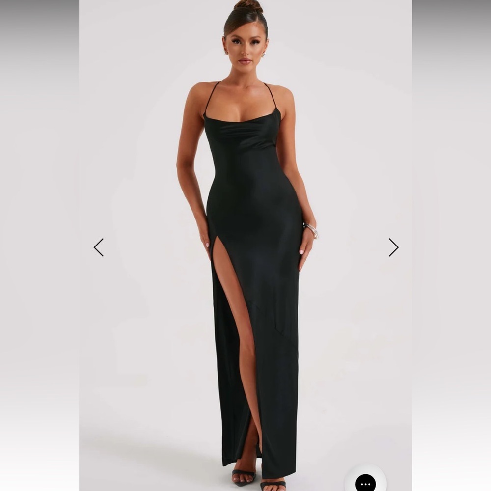 Elegant Black Slip Gown with High Thigh Slit